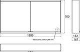 EMCO LED-Lichtspiegelschrank prime 2, 1300 mm, 2 Türen, Aufputz, Aluminium, IP20, dimmbar