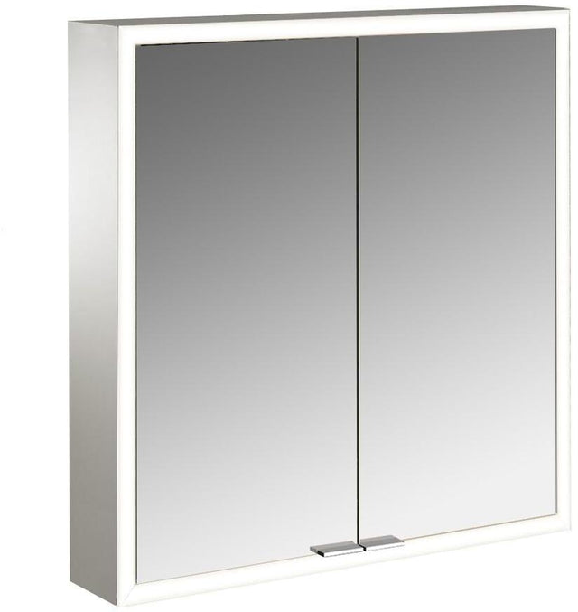 EMCO prime LED-Lichtspiegelschrank 600 mm, 2 Türen, Aufputz, alu eloxiert – mit Front- und Innenbeleuchtung
