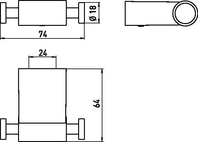 EMCO Doppelhaken system 2 – Verchromter Messinghaken mit verdeckter Befestigung, 74 x 18 x 64 mm