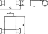 EMCO Doppelhaken system 2 – Verchromter Messinghaken mit verdeckter Befestigung, 74 x 18 x 64 mm