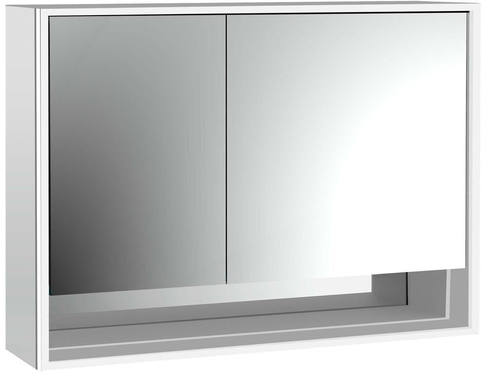 EMCO Lichtspiegelschrank loft 05214 Aufputz 1000 mm Alu mit Unterfach und umlaufender LED-Beleuchtung
