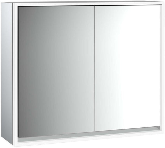 EMCO Lichtspiegelschrank LOFT Aufputz 800 mm, 2-türig, Aluminium, LED, Touch-Bedienfeld