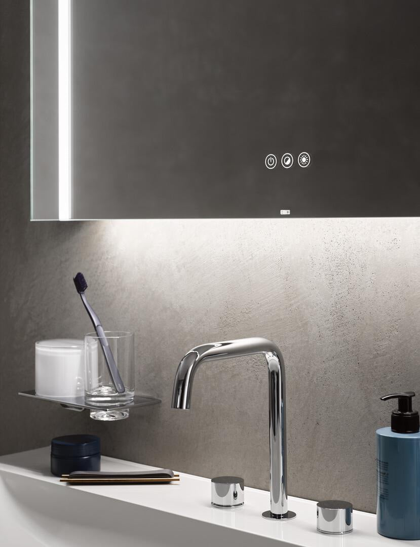 EMCO LED-Lichtspiegel MI 220+ mit Touch-Bedienfeld, 3 Lichtausschnitten, 500x800 mm, Aluminium