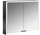EMCO prime LED-Lichtspiegelschrank 800 mm, 2-türig, Aufputz, Aluminium