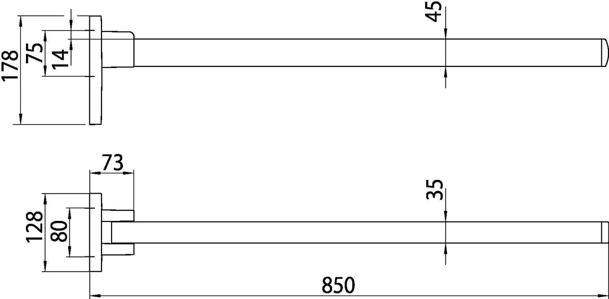 EMCO Stützklappgriff loft 00160 gebremst 600 mm Chrom – Wandmontage, hochklappbar