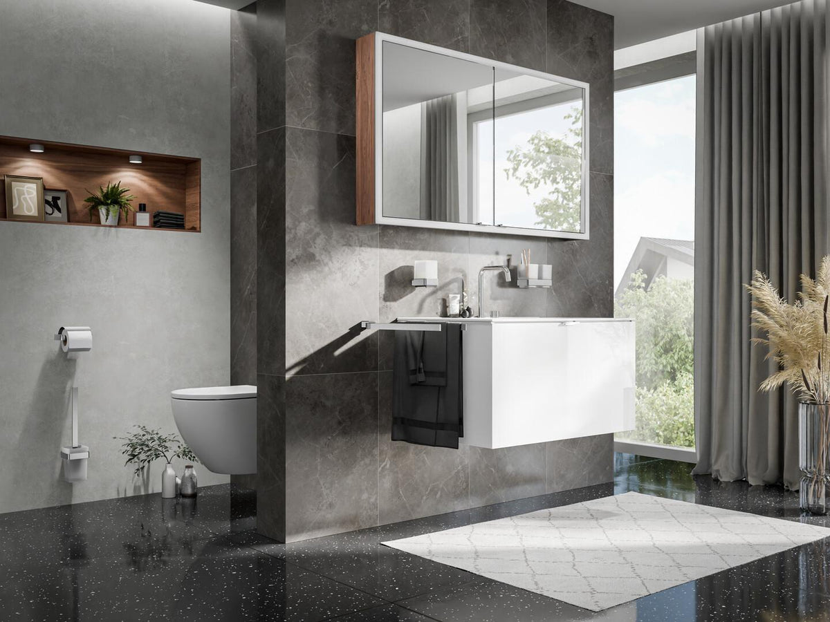 EMCO Doppelglashalter loft 00100 – Kristallglas satiniert, verchromt, Wandmontage