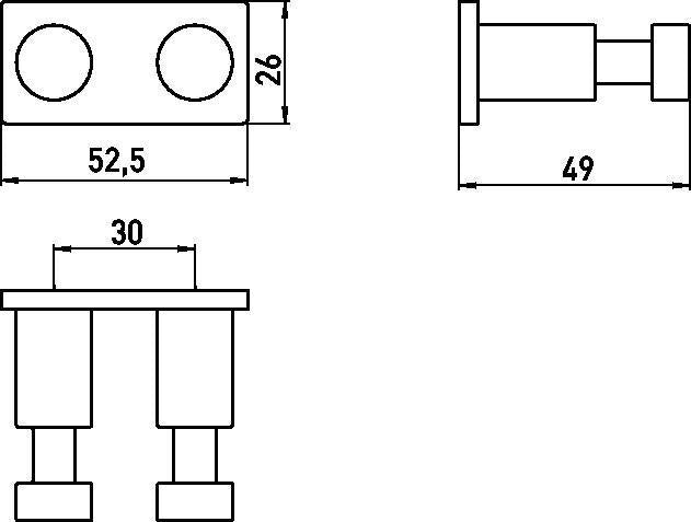 EMCO system2 Hakenleiste mit 2 Haken in Chrom – Messing, verdeckte Wandmontage