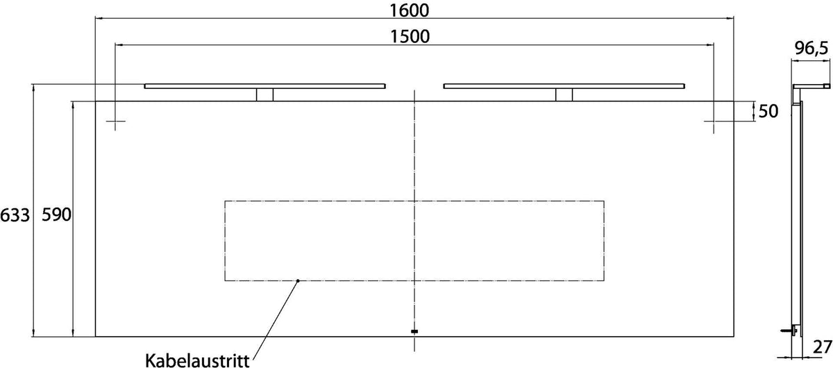 EMCO LED-Lichtspiegel mee 1200 mm mit Sensor-Schalter und dimmbarer Beleuchtung