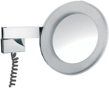 EMCO LED-Rasier- und Kosmetikspiegel prestige, rund, 5-fach, Wandmodell, Spiralkabel, chrom