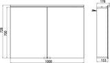 EMCO Lichtspiegelschrank pure 1000 mm LED 4000K Aufputz 2 Türen Aluminium