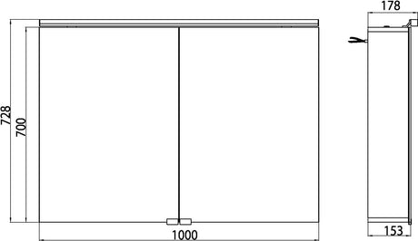 EMCO Lichtspiegelschrank pure 1000 mm LED 4000K Aufputz 2 Türen Aluminium