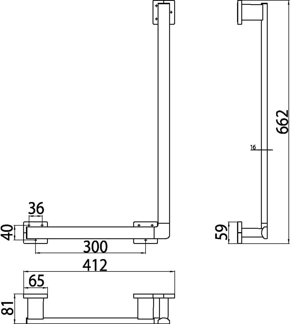 EMCO Winkelgriff loft 00106 links 90° chrom – Wandhaltegriff 662 x 412 mm