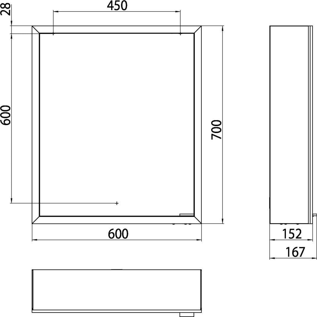 EMCO LED-Lichtspiegelschrank prime 600 mm, 1 Tür, Aufputz, verspiegelt, dimmbar, IP20
