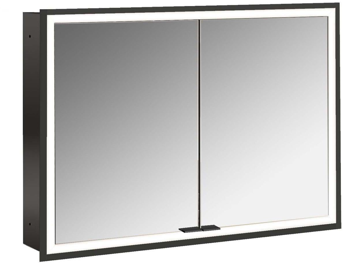 EMCO Lichtspiegelschrank prime 1000 mm, 2 Türen, Unterputz, LED, schwarz