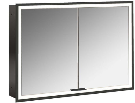 EMCO Lichtspiegelschrank prime 1000 mm, 2 Türen, Unterputz, LED, schwarz