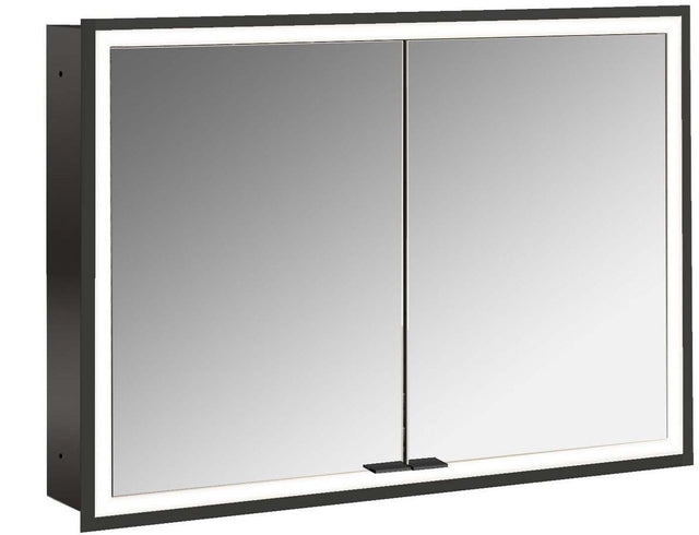 EMCO Lichtspiegelschrank prime 1000 mm, 2 Türen, Unterputz, LED, schwarz