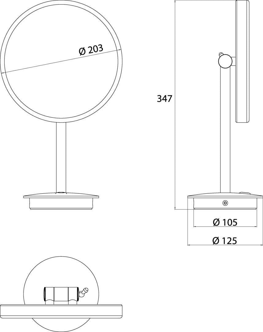EMCO LED-Kosmetikspiegel pure 3-fach, rund, 200 mm, mit Touchsensor & Farbwechsel