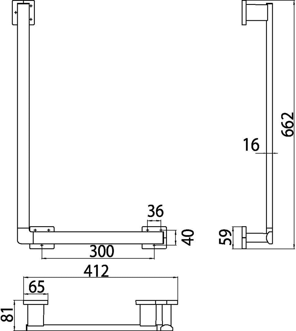 EMCO Winkelgriff loft 00107 rechts 90° chrom – Wandhaltegriff 662 x 412 mm