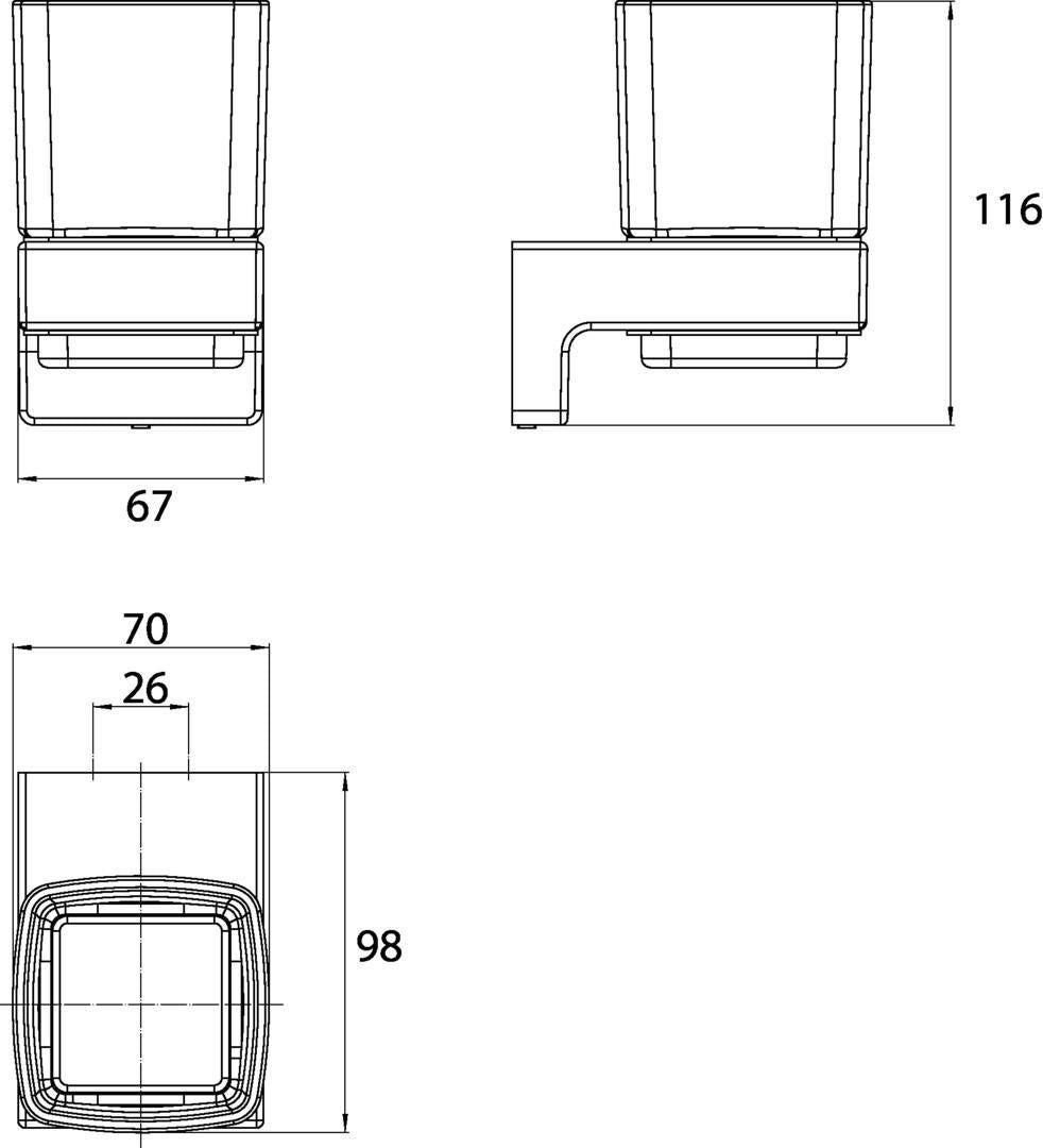 EC Glashalter cue 00100 Glasteil satiniert chr