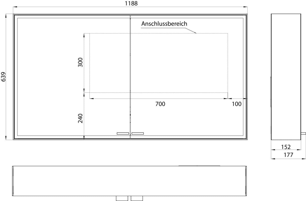 EMCO Lichtspiegelschrank prestige 2 1187 mm Aufputz, 2 Türen, Aluminium, LED-Beleuchtung