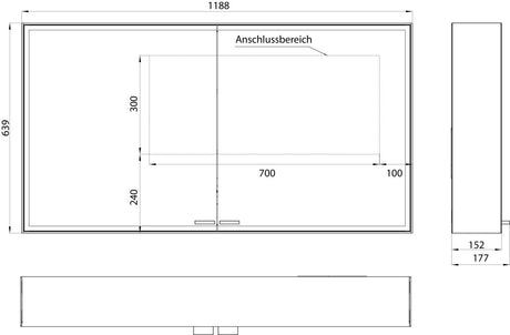 EMCO Lichtspiegelschrank prestige 2 1187 mm Aufputz, 2 Türen, Aluminium, LED-Beleuchtung