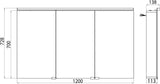 EMCO Lichtspiegelschrank flat LED 1200 mm 3 Türen Aluminium – Aufputz mit Soft-Close