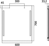 EMCO Lichtspiegel premium 600 x 700 mm LED neutralweiß ohne Schalter, Wandmontage