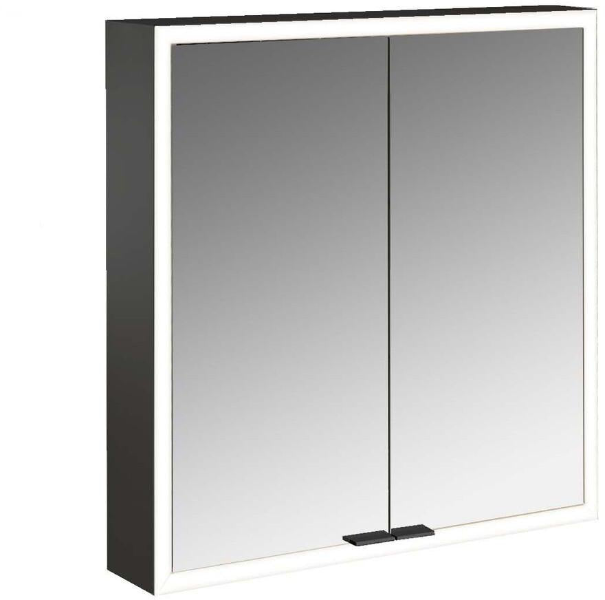 EMCO prime LED-Lichtspiegelschrank 600 mm, 2 Türen, Aufputz, schwarz verspiegelt, dimmbar