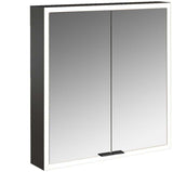 EMCO prime LED-Lichtspiegelschrank 600 mm, 2 Türen, Aufputz, schwarz verspiegelt, dimmbar