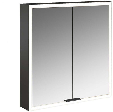 EMCO prime LED-Lichtspiegelschrank 600 mm, 2 Türen, Aufputz, schwarz verspiegelt, dimmbar