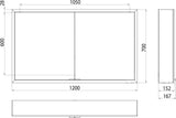 EMCO prime LED-Lichtspiegelschrank 1200 mm, 2-türig, Aufputz, Aluminium, mit Touchsteuerung
