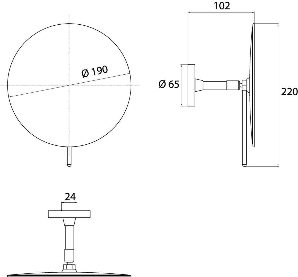 EMCO Kosmetikspiegel 3-fach, rund, D: 200 mm, chrom – Rasier- und Kosmetikspiegel mit 3-facher Vergrößerung