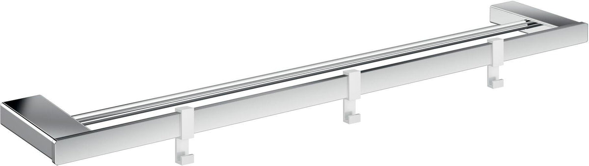 EMCO Doppelbadetuchhalter LOFT 600 mm mit 3 abnehmbaren Haken, Chrom