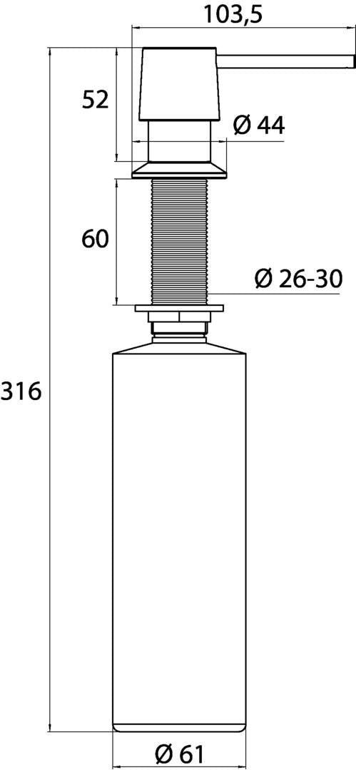 EMCO system2 Untertisch-Flüssigseifenspender 500 ml – verchromte Pumpe, weißer Behälter