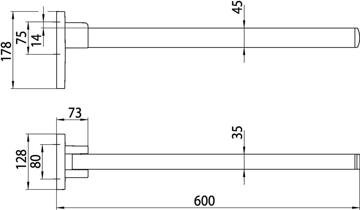EMCO Stützklappgriff loft 00160 gebremst 600 mm Chrom – Wandmontage, hochklappbar