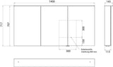EMCO Lichtspiegelschrank flat 2 Design Aufputz 1400 mm, 3-türig, LED, Aluminium