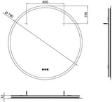 EMCO LED-Lichtspiegel pure++ 600 mm mit 3 Touchsensoren und umlaufender Mattierung
