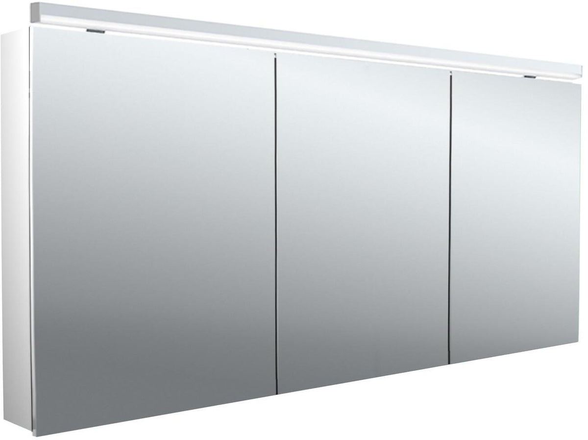 EMCO LED-Lichtspiegelschrank flat 2 Classic Aufputz 1600 mm, 3-türig, Aluminium, 2700-6500 K