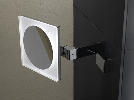 EMCO LED-Rasier-/Kosmetikspiegel eckig Wandmodell Spiralkabel 5-fach chrom