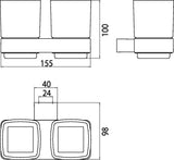 EMCO Doppelglashalter loft 00100 – Kristallglas satiniert, verchromt, Wandmontage