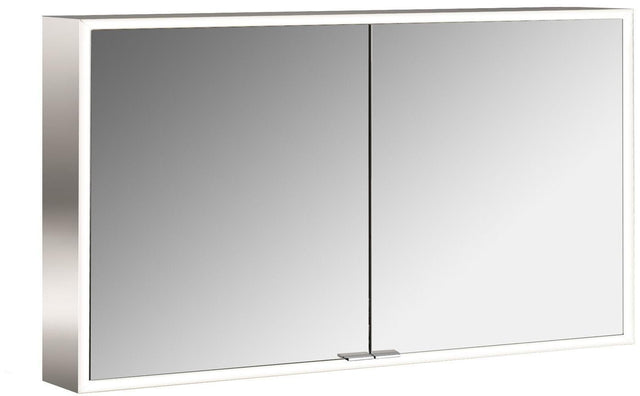EMCO prime LED-Lichtspiegelschrank 1200 mm, 2-türig, Aufputz, Aluminium, mit Touchsteuerung
