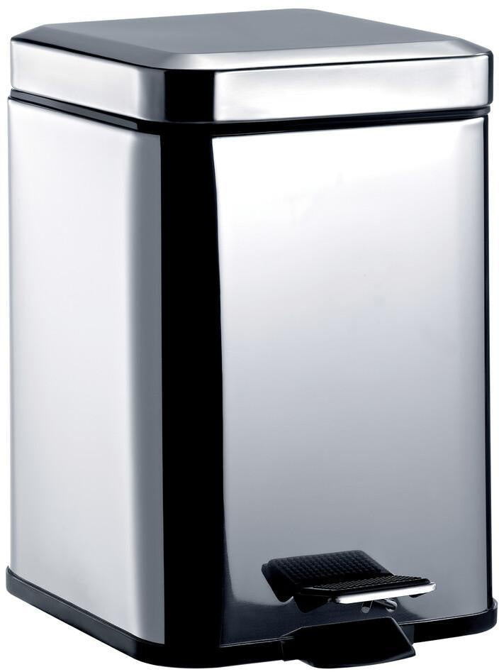 EMCO Abfallbehälter system2 00005 Standmodell, eckig, 5 l, Edelstahl, mit Fußbedienung