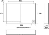 EMCO LED-Lichtspiegelschrank prime 2, 1000 mm, 2 Türen, Aufputz, Aluminium, IP20