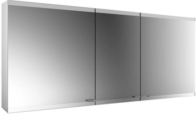 EMCO evo LED-Lichtspiegelschrank 1600 mm, 3 Türen, Aluminium, Aufputz, mit emco light system