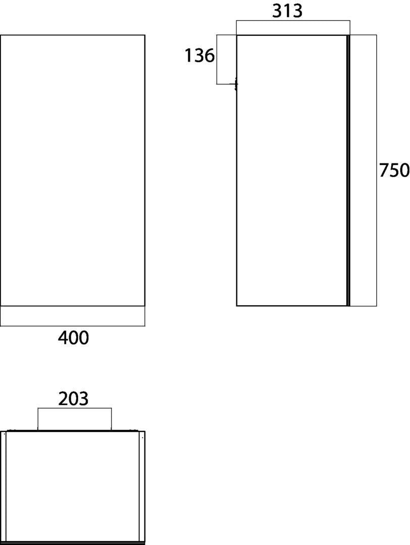 EMCO evo Halb-Hochschrank 750 mm mit Doppelspiegeltür – Spiegel/Weiß, LED, Tip-on