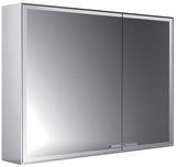 EMCO prestige 2 LED-Lichtspiegelschrank 887 mm Aufputz, breite Tür links, Aluminium