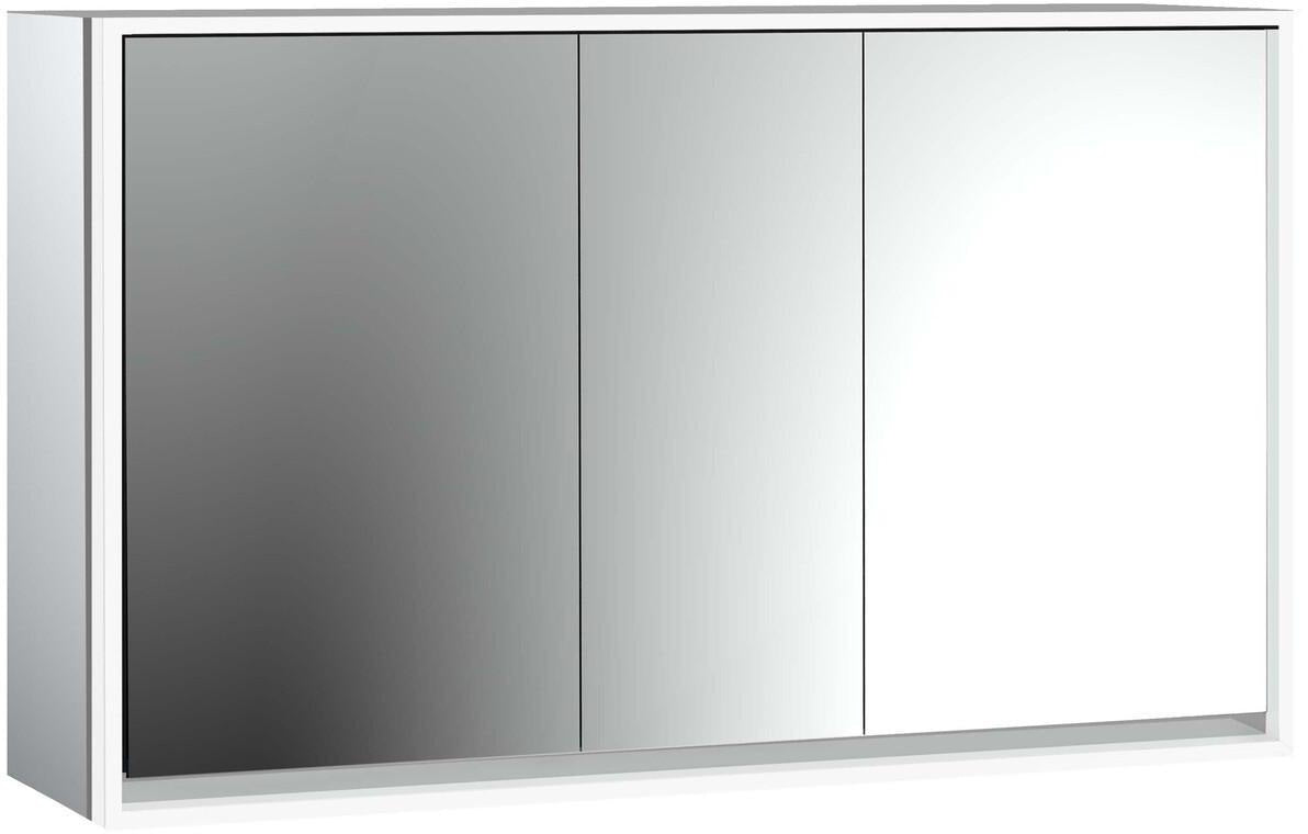 EMCO Lichtspiegelschrank LOFT Aufputz 1400 mm, 3-türig, LED, Touch-Dimmer, 2 Steckdosen
