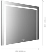 EMCO LED-Lichtspiegel MI 220+ mit Touch-Bedienfeld, 3 Lichtausschnitten, 500x800 mm, Aluminium