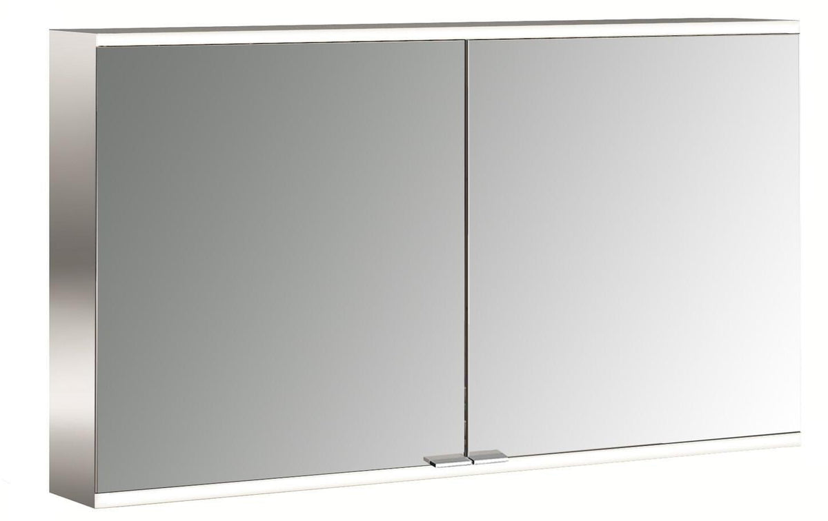 EMCO LED-Lichtspiegelschrank prime 2 1200 mm Aufputz mit 2 Türen, Aluminium, IP20, dimmbar