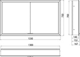 EMCO prime LED-Lichtspiegelschrank 1300 mm, 2 Türen, Unterputz, Aluminium, IP20, Soft-Close
